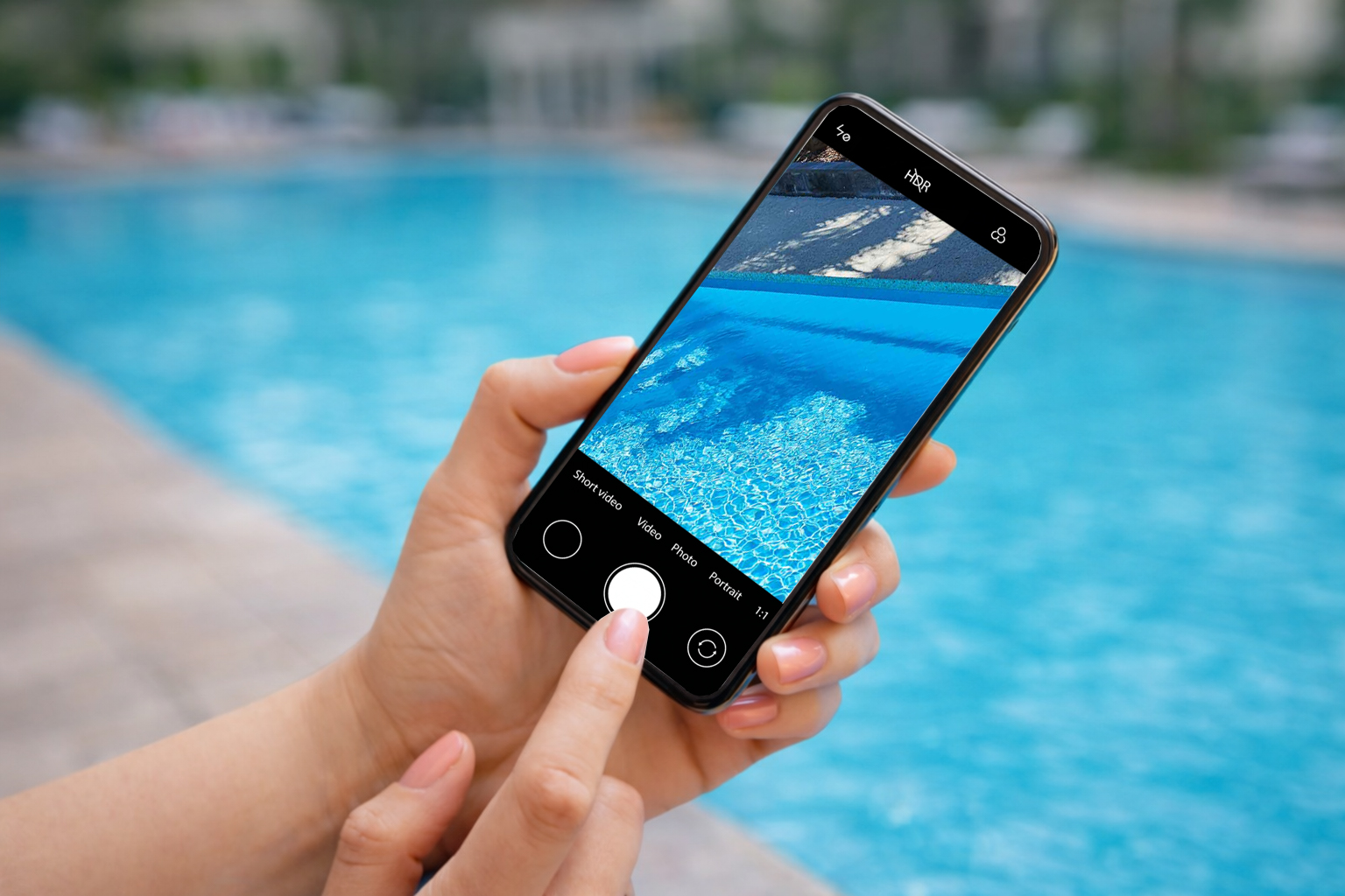Preview comparison of swimming pool before and after remodeling